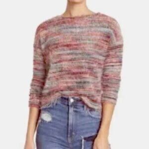Anthropologie Multi-Color Eyelash Plush Knit Sweater Scoop Neck Size Large